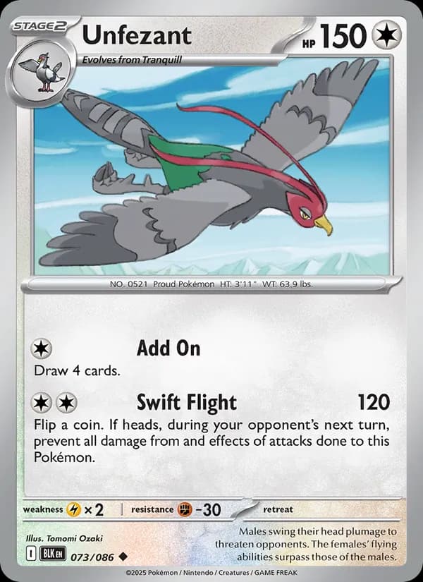 Unfezant — Black Bolt, Uncommon