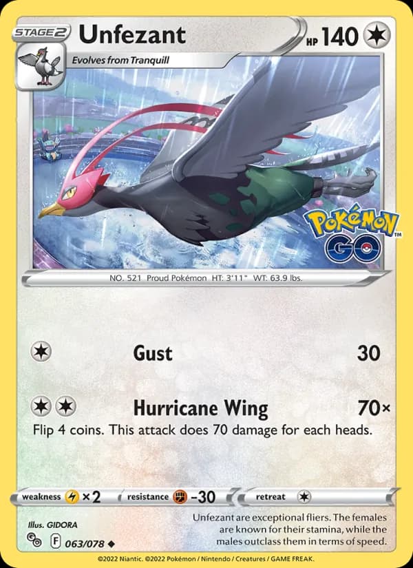 Unfezant — Pokémon GO, Uncommon