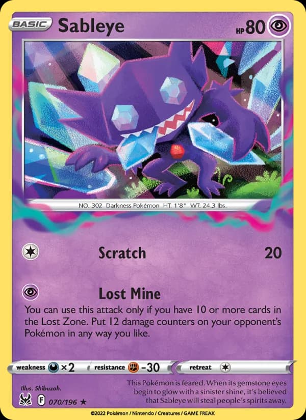 Sableye — Lost Origin, Holo Rare