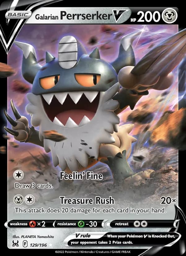 Galarian Perrserker V — Lost Origin, Holo Rare V