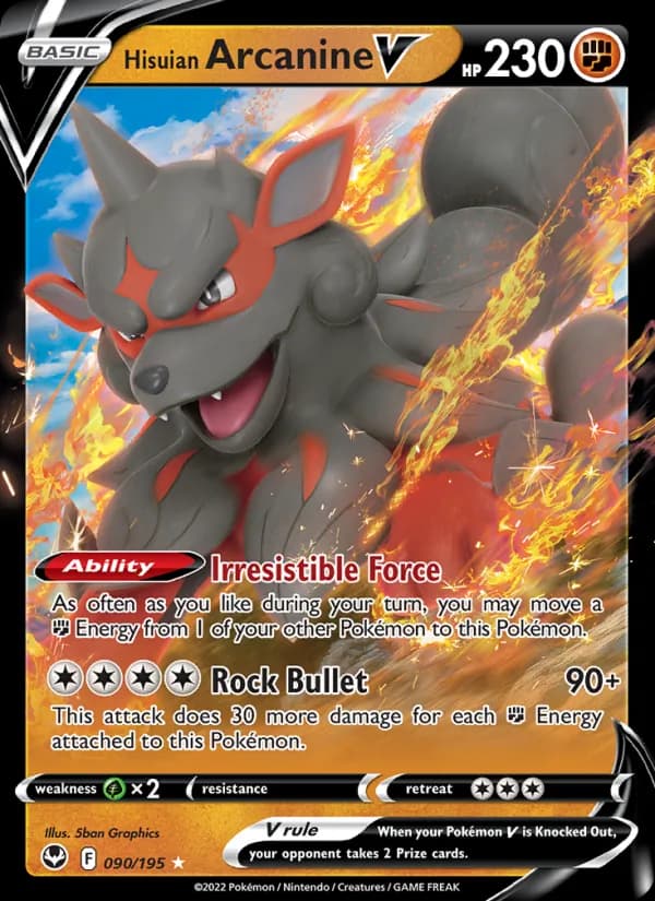 Hisuian Arcanine V — Silver Tempest, Holo Rare V