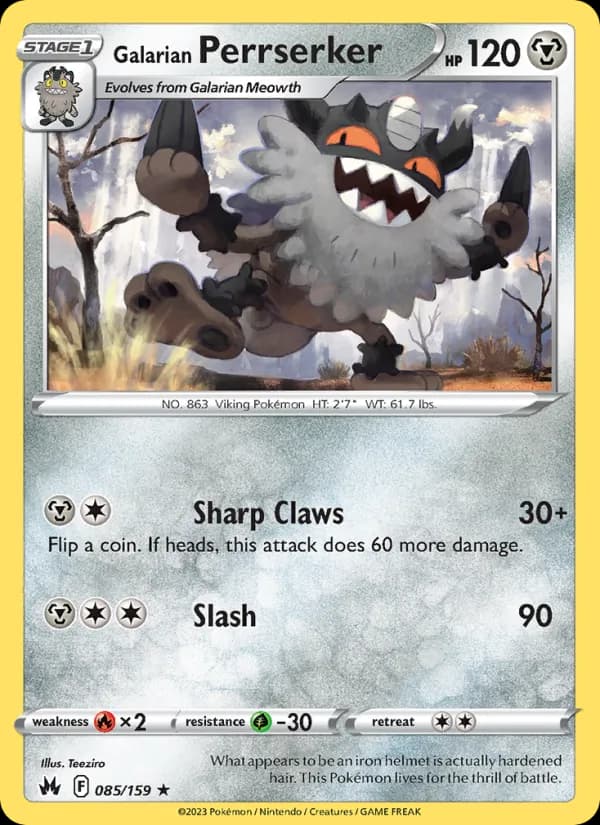 Galarian Perrserker — Crown Zenith, Rare