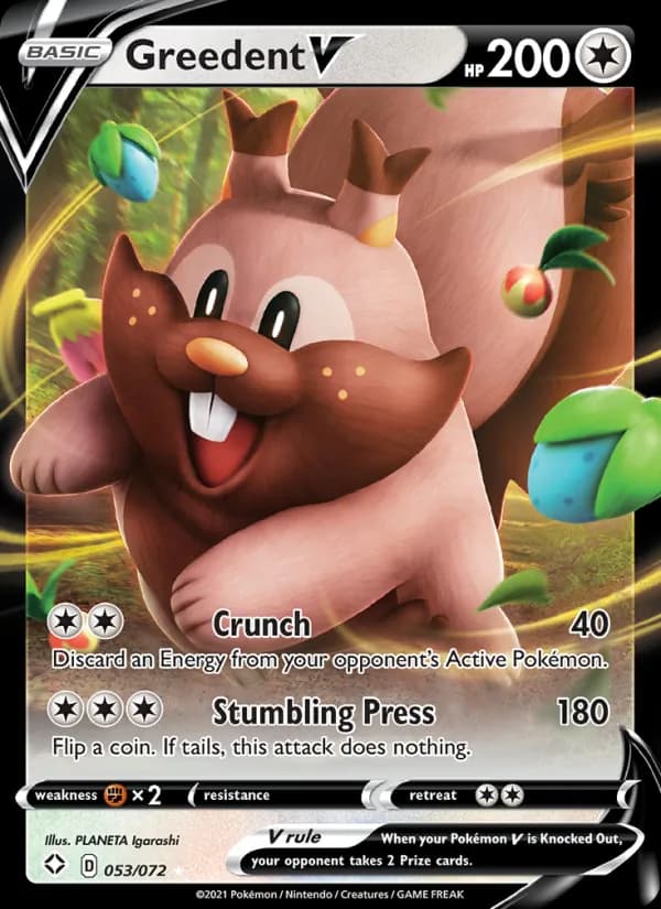 Greedent V — Shining Fates, Holo Rare V