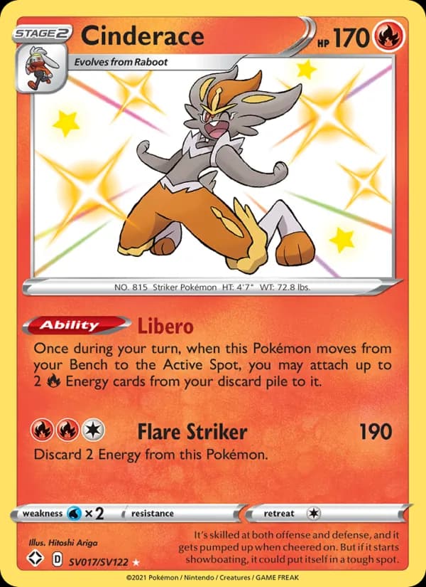Cinderace — Shining Fates, Shiny rare