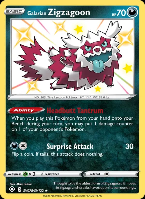 Galarian Zigzagoon — Shining Fates, Shiny rare