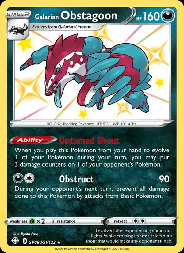 Galarian Obstagoon — Shining Fates, Shiny rare