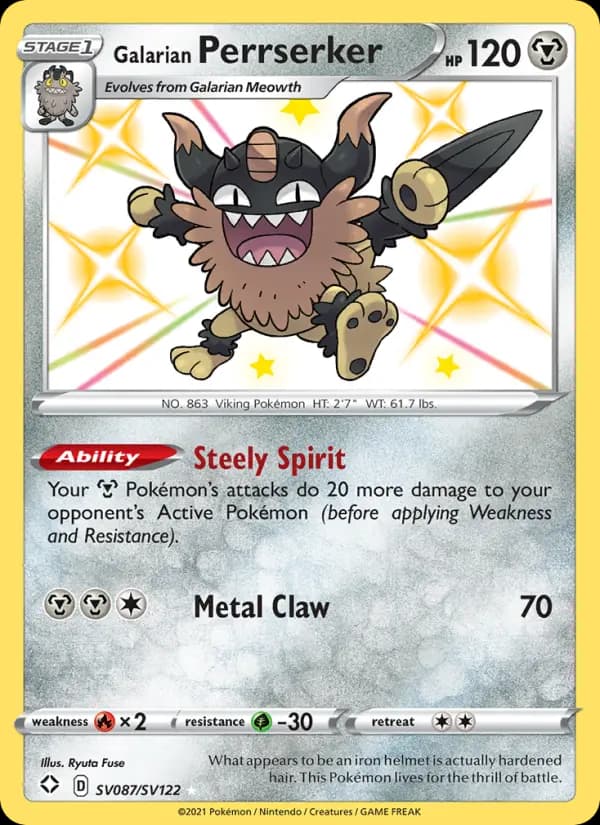 Galarian Perrserker — Shining Fates, Shiny rare