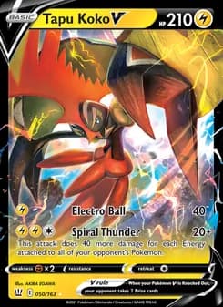Tapu Koko V — Battle Styles — Holo Rare V