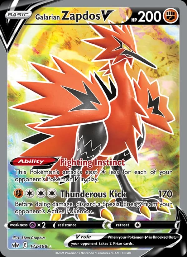 Galarian Zapdos V — Chilling Reign, Ultra Rare