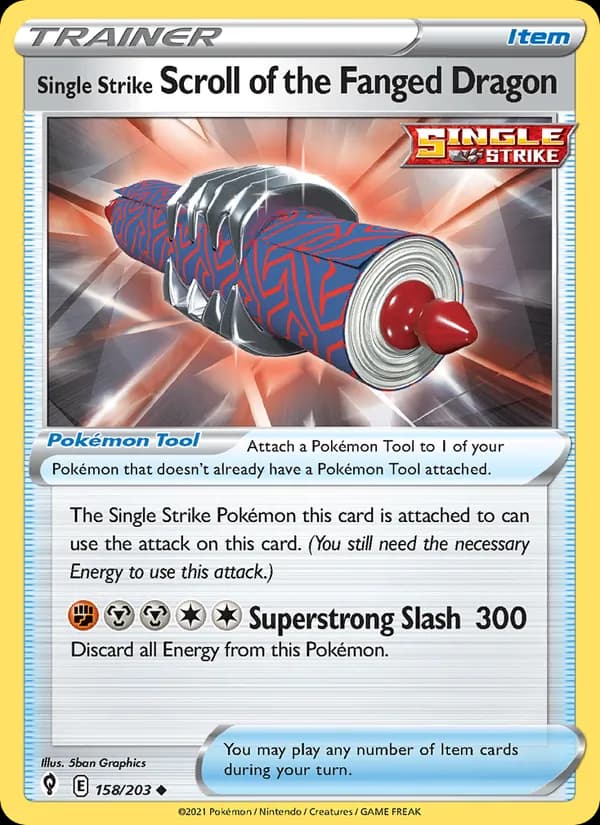 Single Strike Scroll of the Fanged Dragon — Evolving Skies, Uncommon