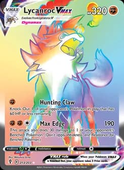 Lycanroc VMAX — Evolving Skies — Secret Rare