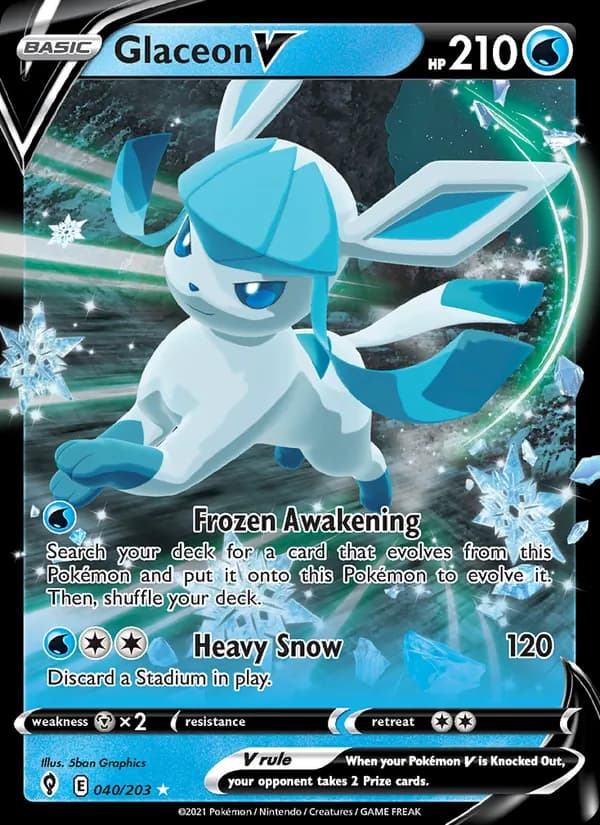 Glaceon V — Evolving Skies, Holo Rare V