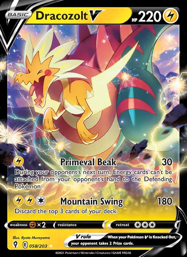 Dracozolt V — Evolving Skies, Holo Rare V