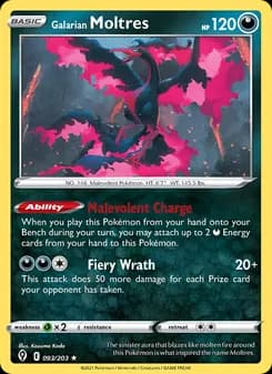 Galarian Moltres — Evolving Skies — Holo Rare
