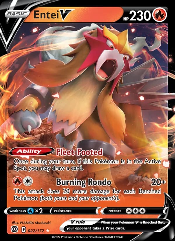 Entei V — Brilliant Stars, Holo Rare V