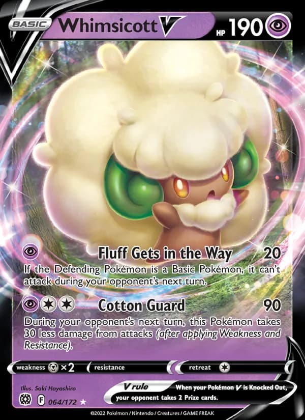 Whimsicott V — Brilliant Stars, Holo Rare V