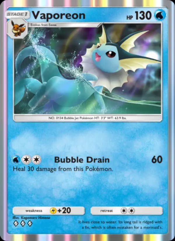 Vaporeon — Genetic Apex, Three Diamond