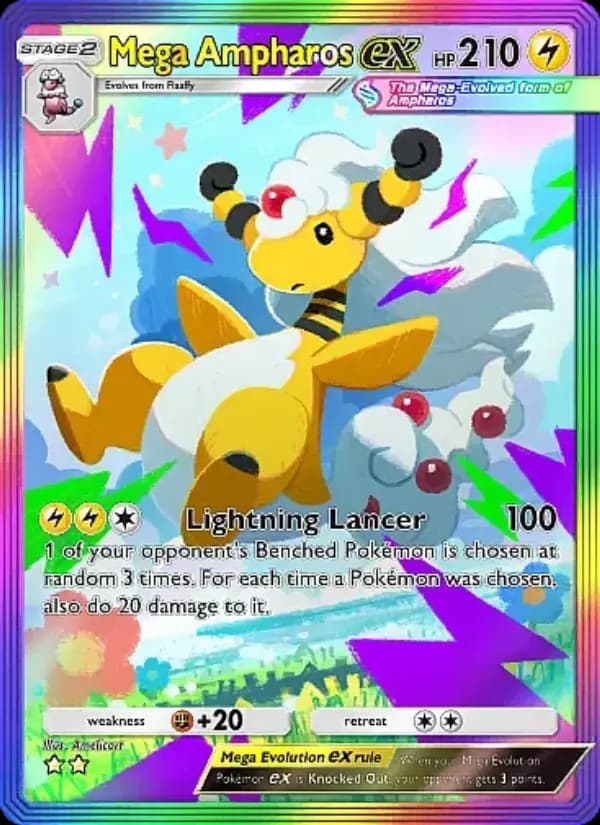 Mega Ampharos ex — Mega Rising, Two Star
