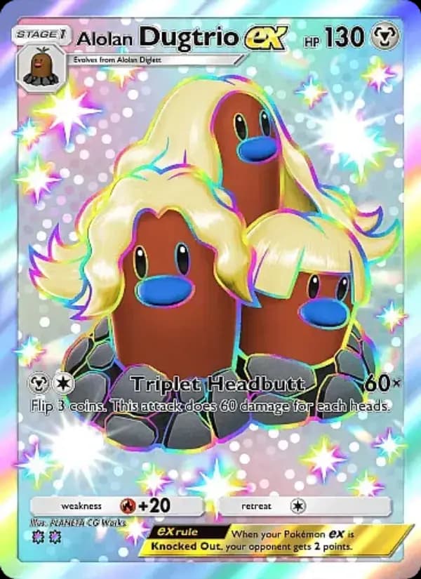Alolan Dugtrio ex — Mega Rising, Two Shiny