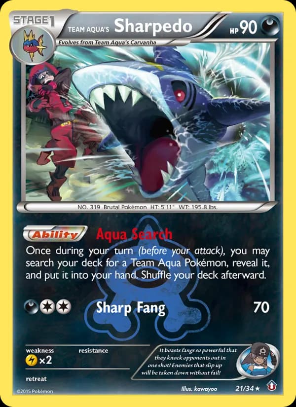 Team Aqua's Sharpedo — Double Crisis, Rare