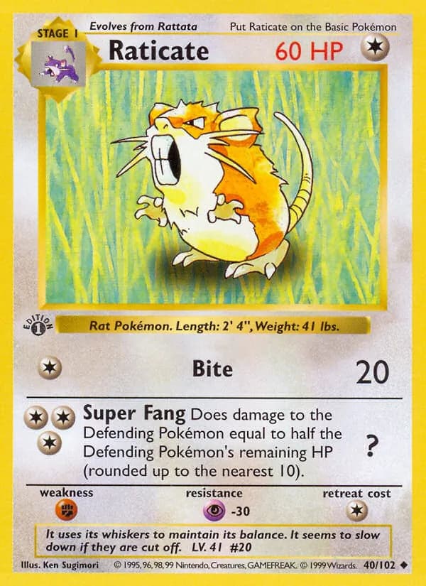 Raticate — Base Set, Uncommon