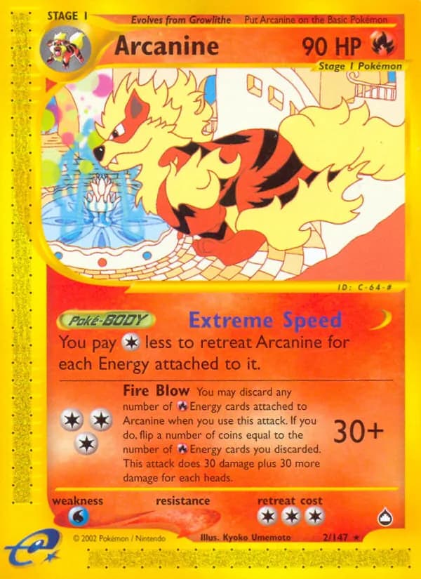 Arcanine — Aquapolis, Rare