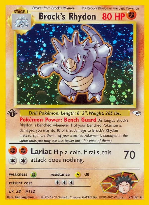 Brock's Rhydon — Gym Heroes, Rare Holo