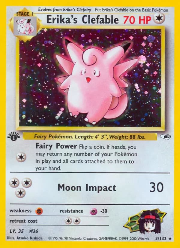 Erika's Clefable — Gym Heroes, Rare Holo