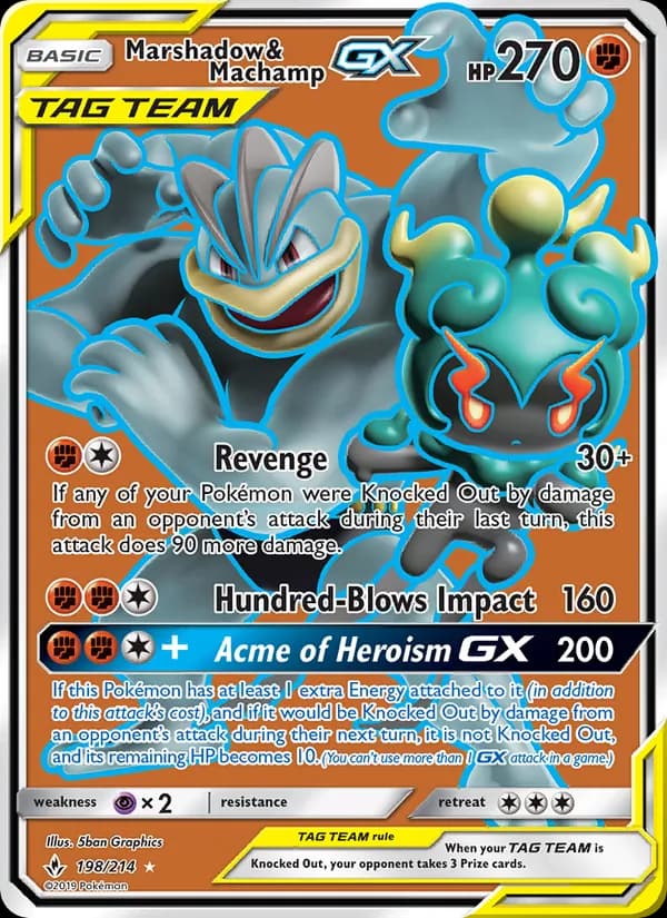 Marshadow & Machamp GX — Unbroken Bonds, Ultra Rare
