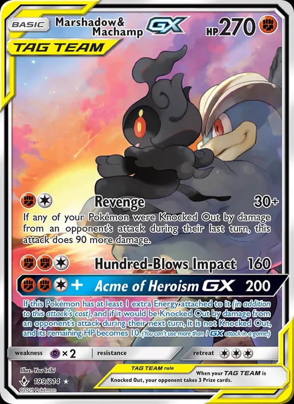 Marshadow & Machamp GX — Unbroken Bonds, Ultra Rare