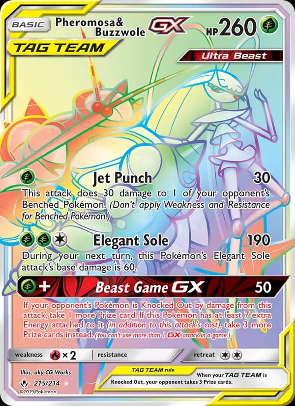 Pheromosa & Buzzwole GX — Unbroken Bonds, Secret Rare