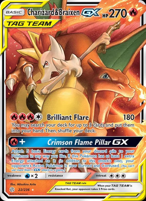 Charizard & Braixen GX — Cosmic Eclipse, Ultra Rare