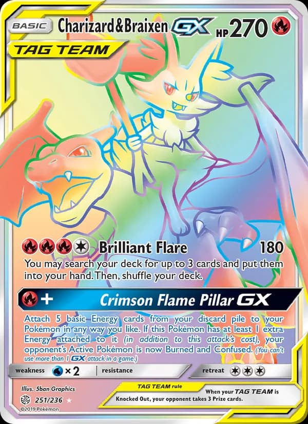 Charizard & Braixen GX — Cosmic Eclipse, Secret Rare