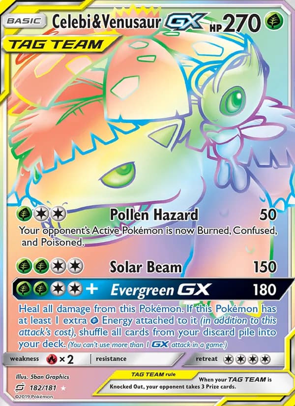 Celebi & Venusaur GX — Team Up, Secret Rare