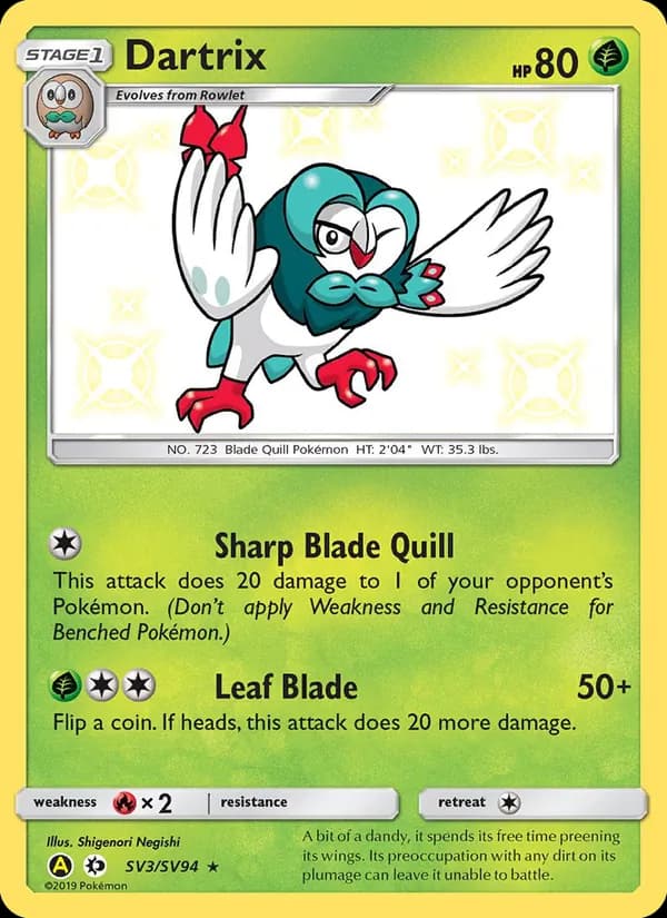 Dartrix — Hidden Fates Shiny Vault, Shiny rare