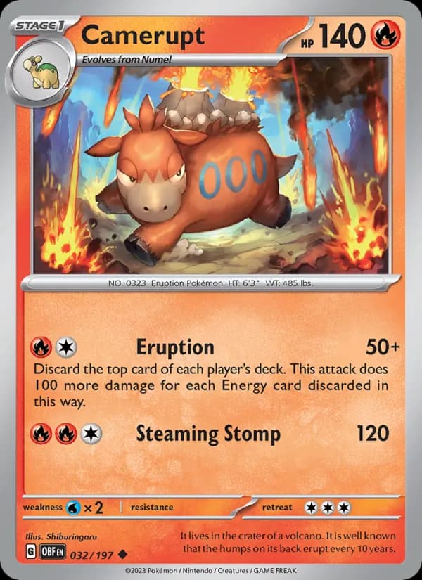 Camerupt — Obsidian Flames, Uncommon