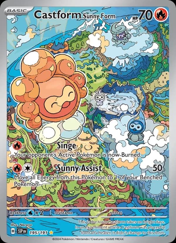 Castform Sunny Form — Surging Sparks, Illustration rare