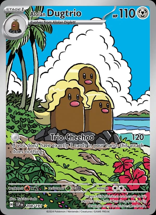 Alolan Dugtrio — Surging Sparks, Illustration rare
