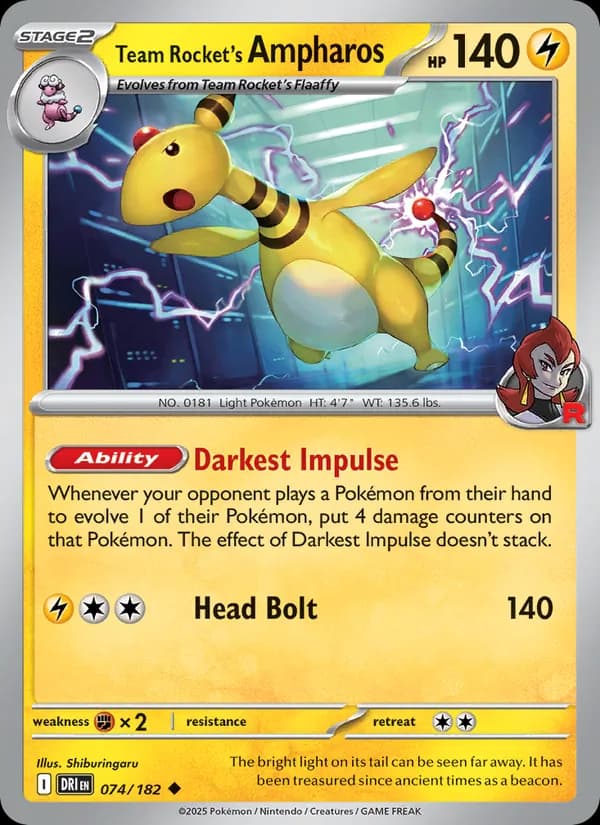 Team Rocket's Ampharos — Destined Rivals, Uncommon