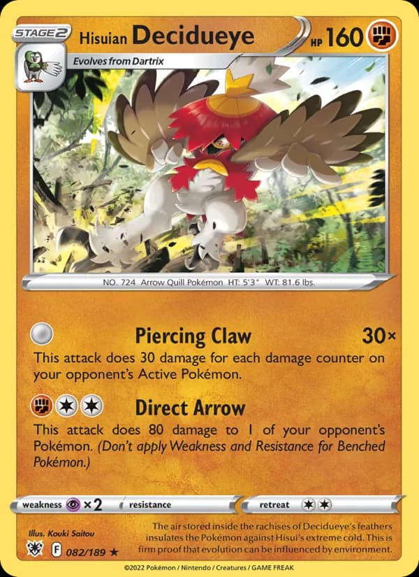 Hisuian Decidueye — Astral Radiance, Holo Rare