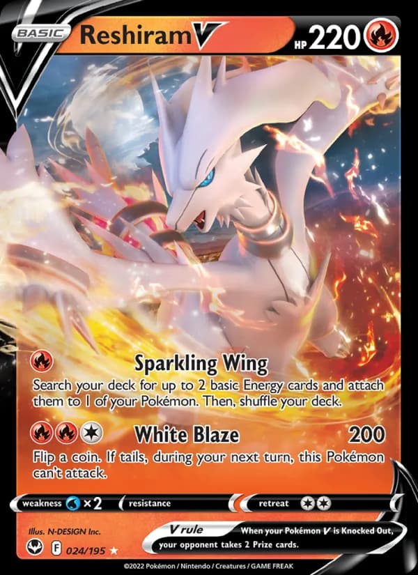 Reshiram V — Silver Tempest, Holo Rare V