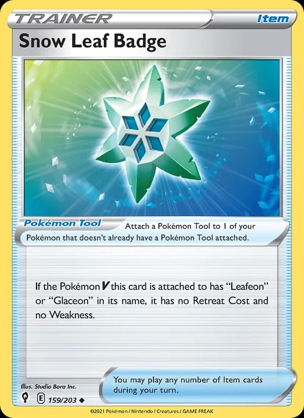 Snow Leaf Badge — Evolving Skies, Uncommon