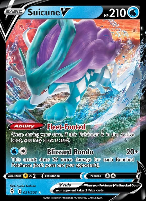 Suicune V — Evolving Skies, Holo Rare V