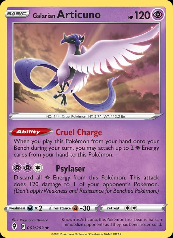 Galarian Articuno — Evolving Skies, Holo Rare