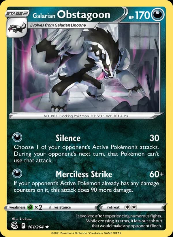 Galarian Obstagoon — Fusion Strike, Holo Rare