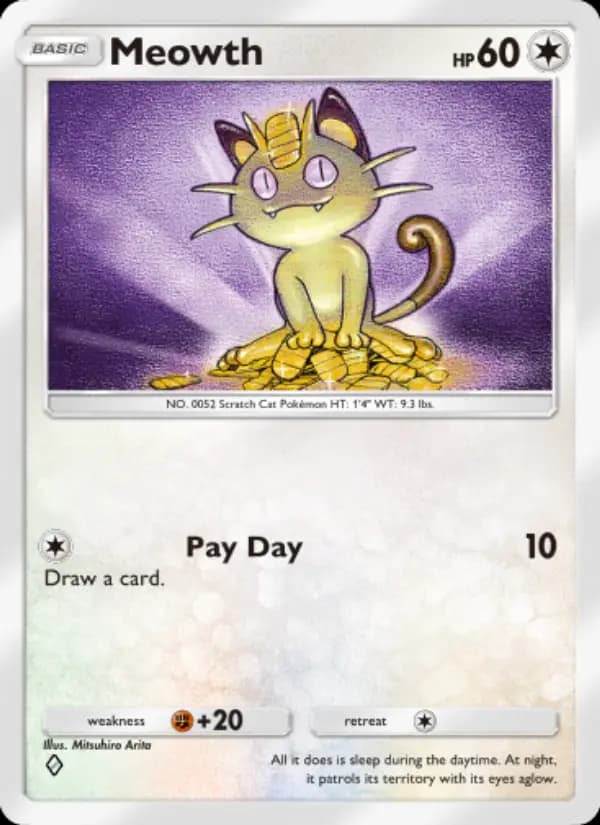 Meowth — Genetic Apex, One Diamond