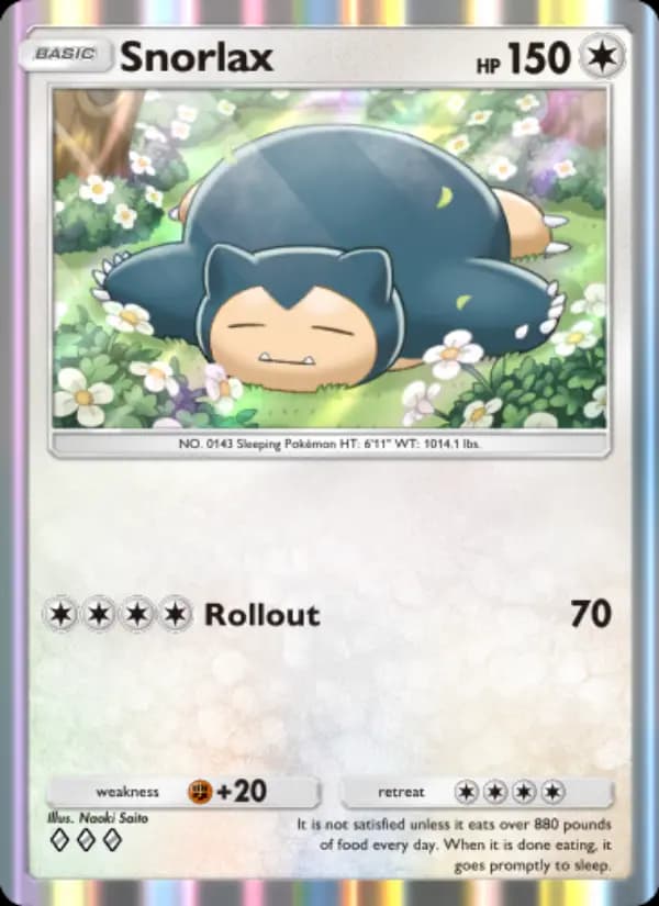 Snorlax — Genetic Apex, Three Diamond